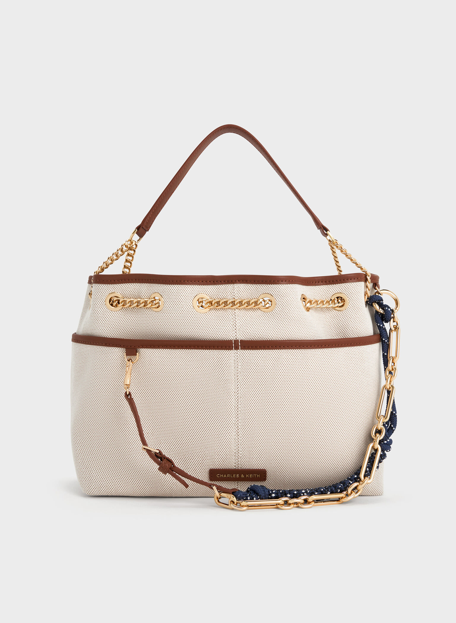 Addison Canvas Knotted-Rope Tote Bag, Taupe Canvas, hi-res