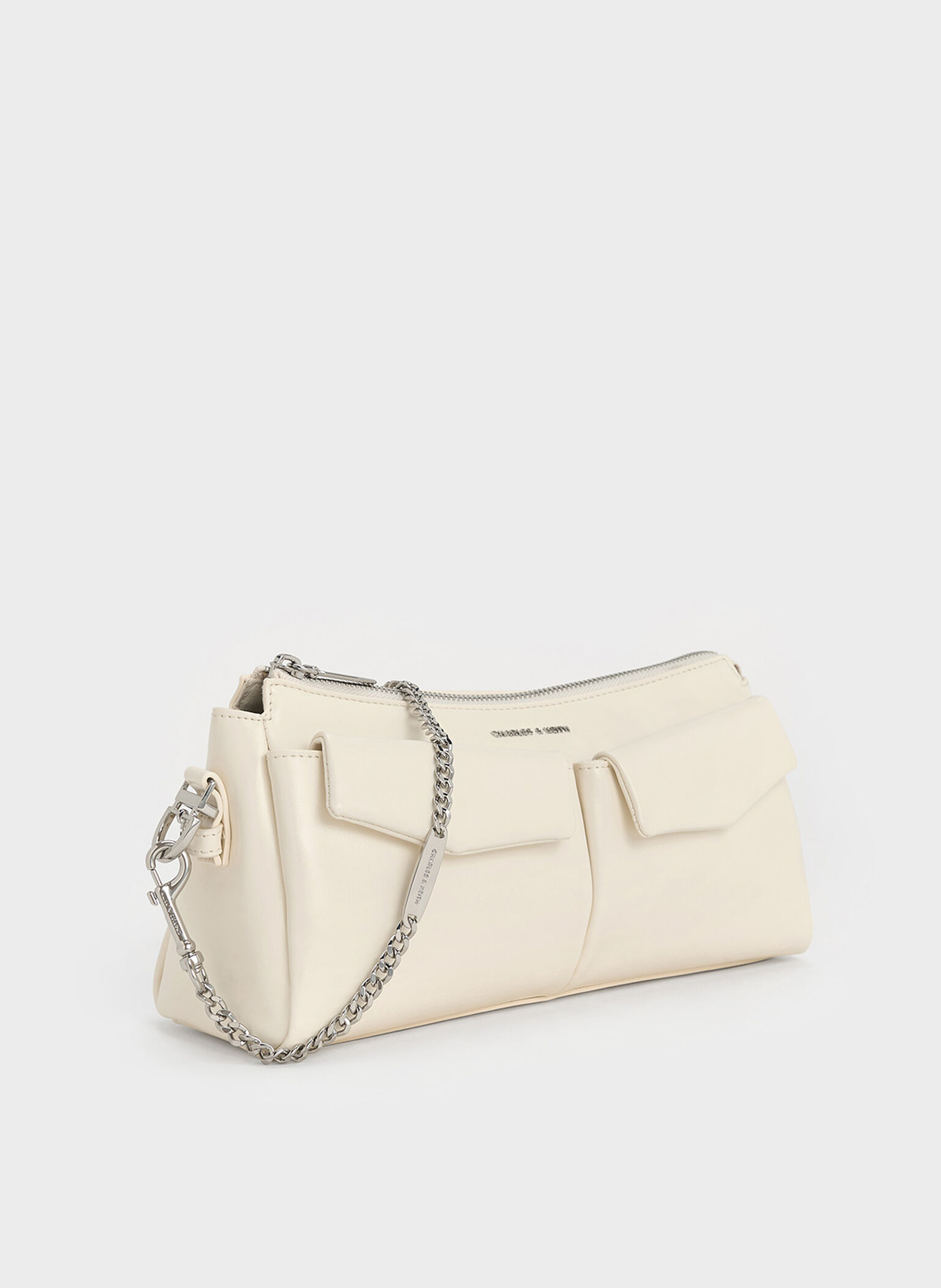 Rachel Elongated Front-Pocket Chain-Handle Bag, Cream, hi-res