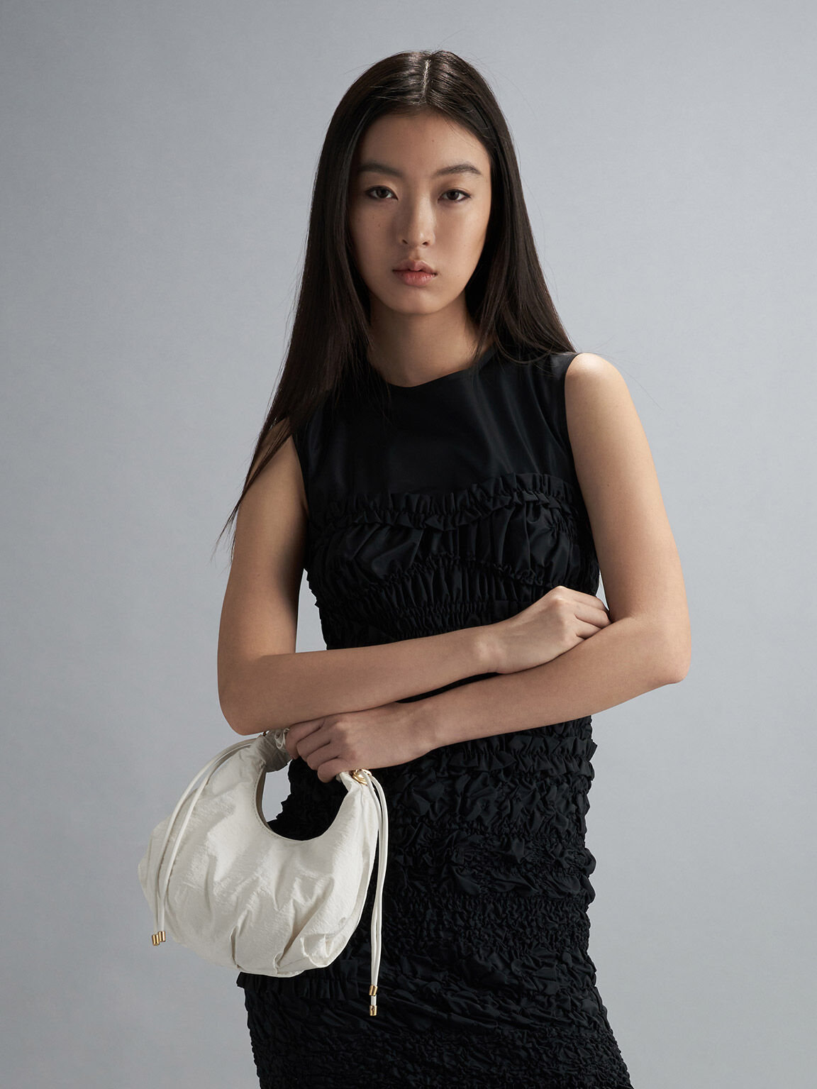 White Maisy Ruched Nylon Bag CHARLES KEITH UK