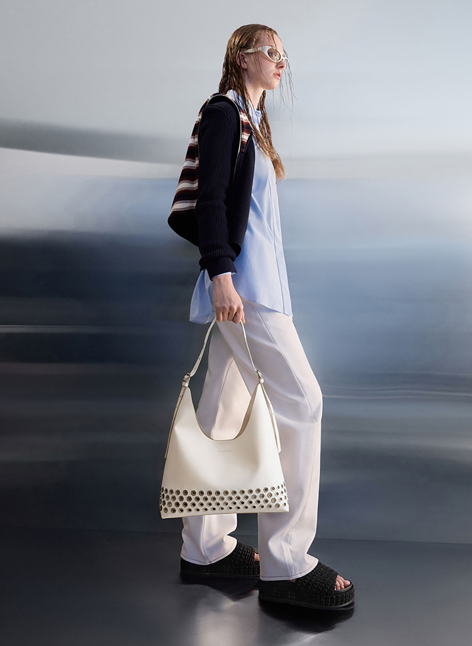 Liv Grommet Hobo Bag, Cream, hi-res