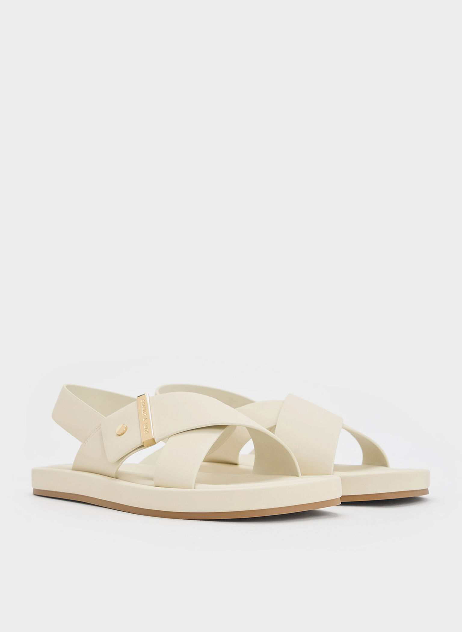Audra Crossover-Strap Slingback Sandals, Chalk, hi-res