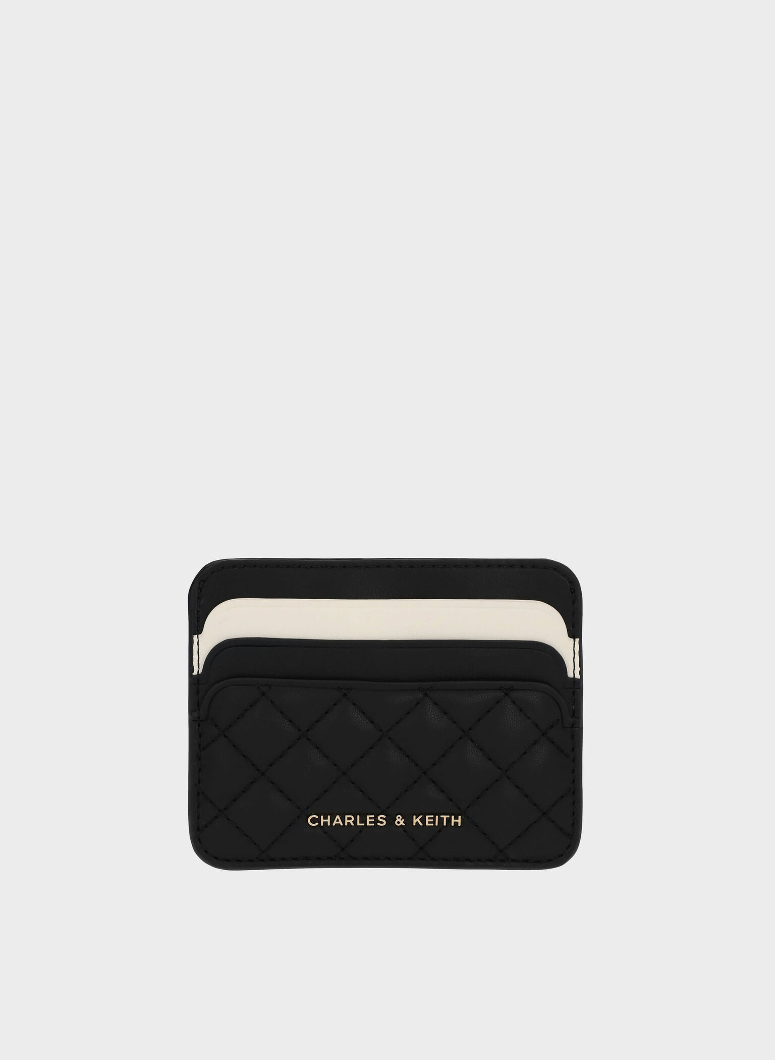 Cleo Two-Tone Quilted Card Holder, Midnight Black, hi-res