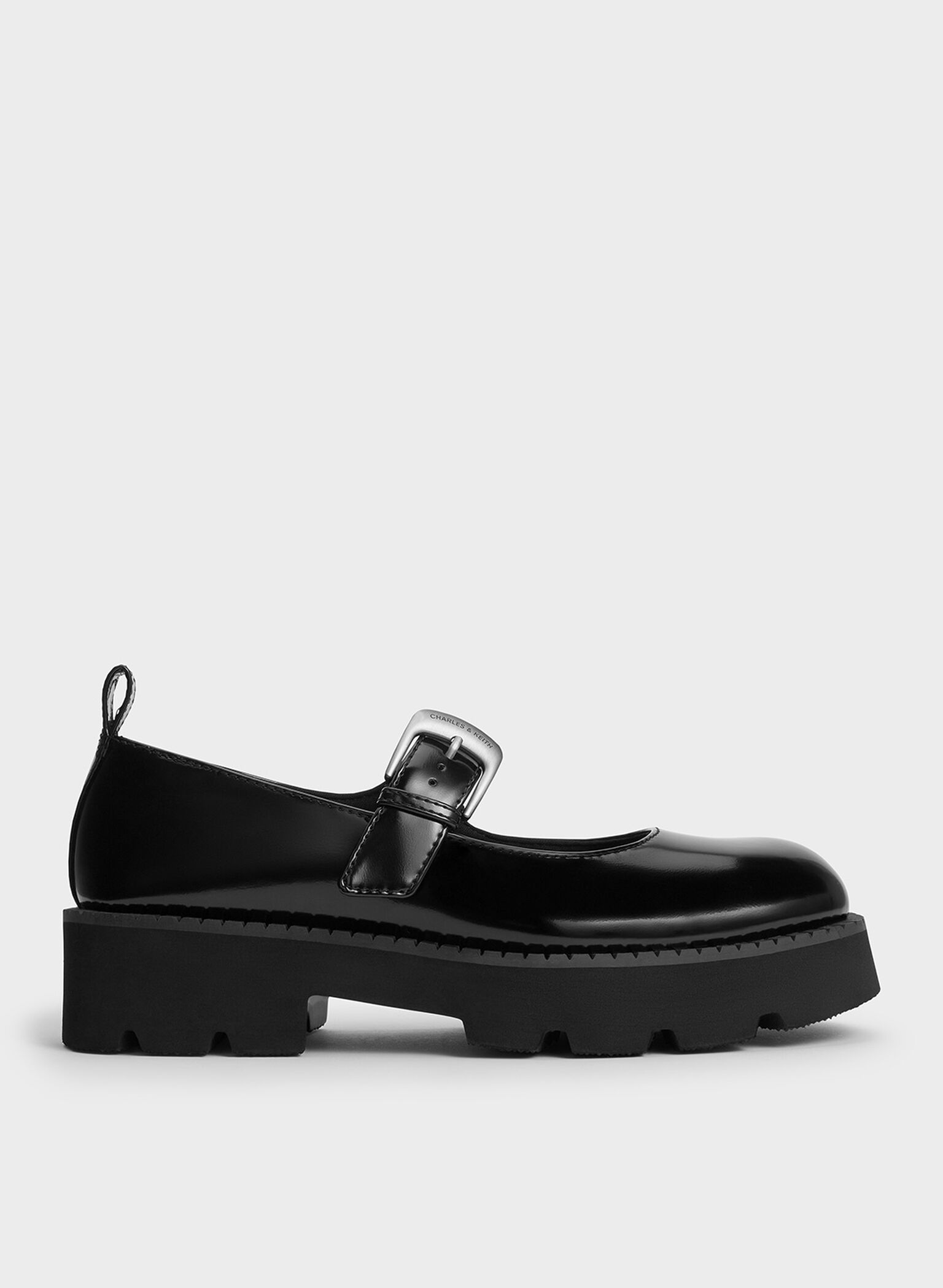 Buckled Ridged-Sole Chunky Mary Janes, Black Box, hi-res