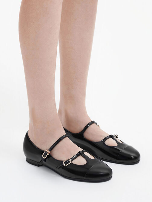 Double-Strap T-Bar Mary Janes, Black Box, hi-res