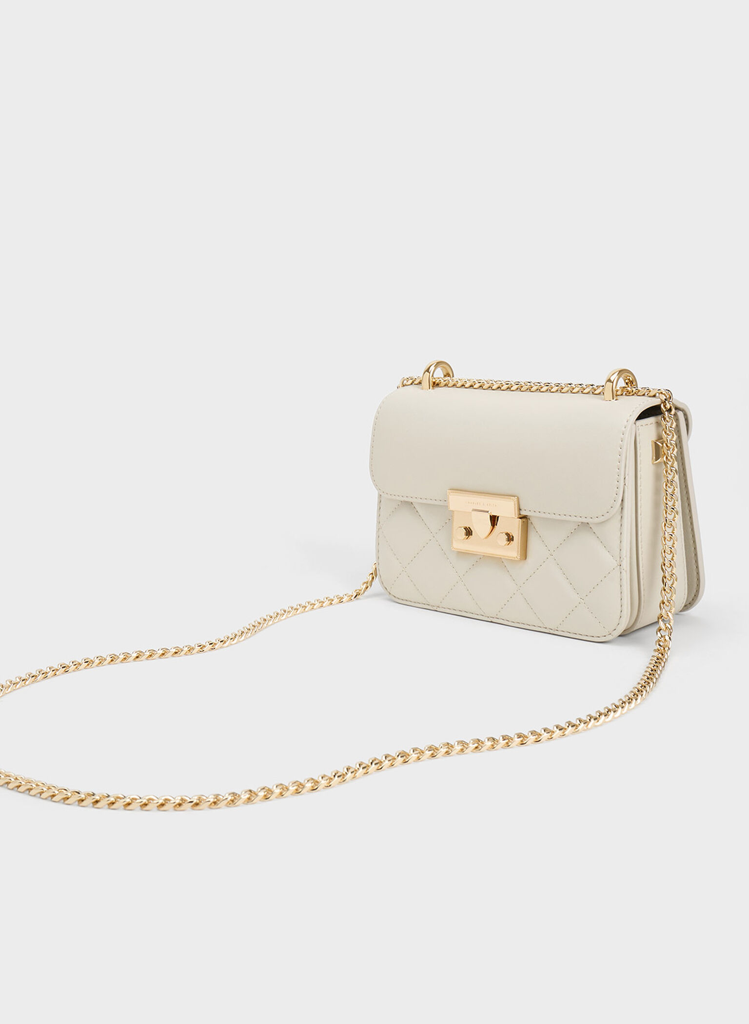 Alva Quilted Chain-Handle Bag, Ivory, hi-res