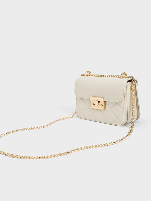 Alva Quilted Chain-Handle Bag, Ivory, hi-res