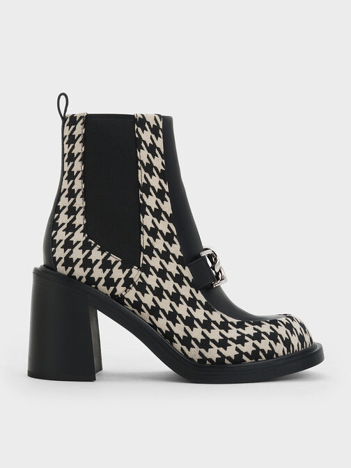 Gabine Houndstooth Block Heel Ankle Boots, Multi, hi-res