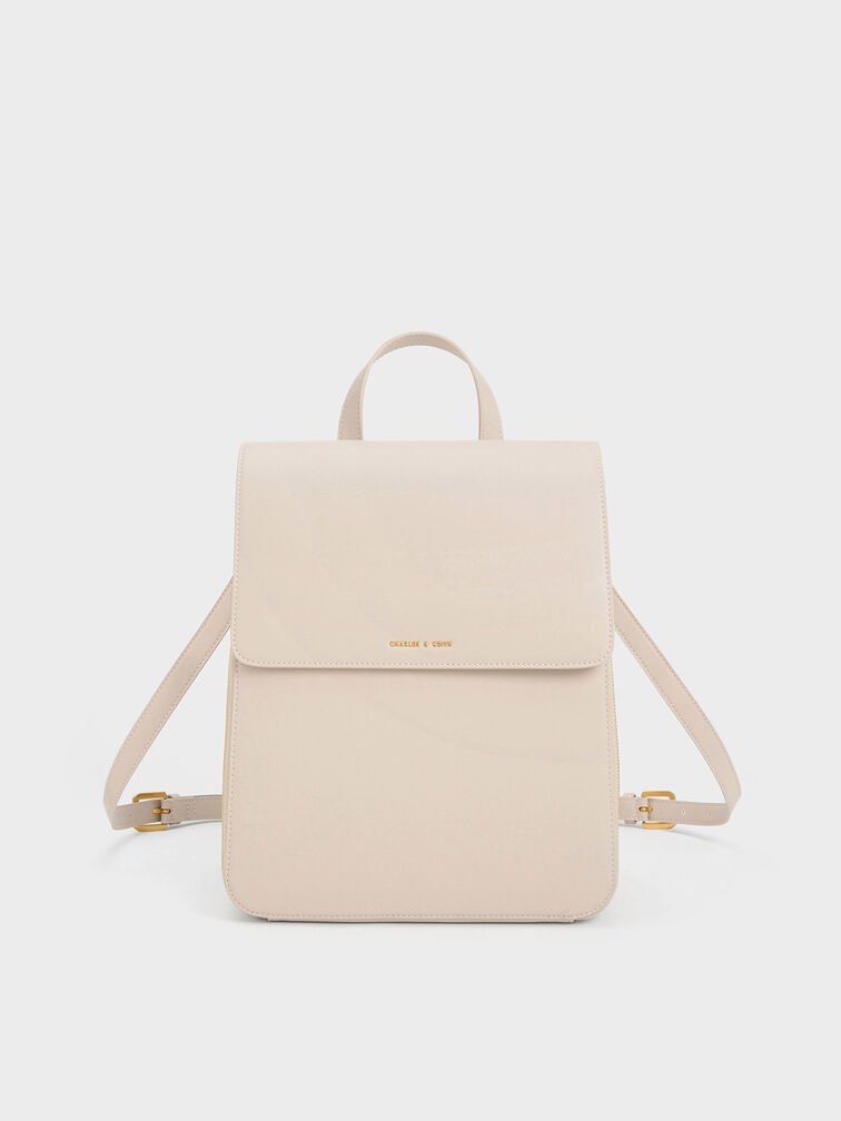 Octavia Front Flap Structured Backpack, Ivory, hi-res