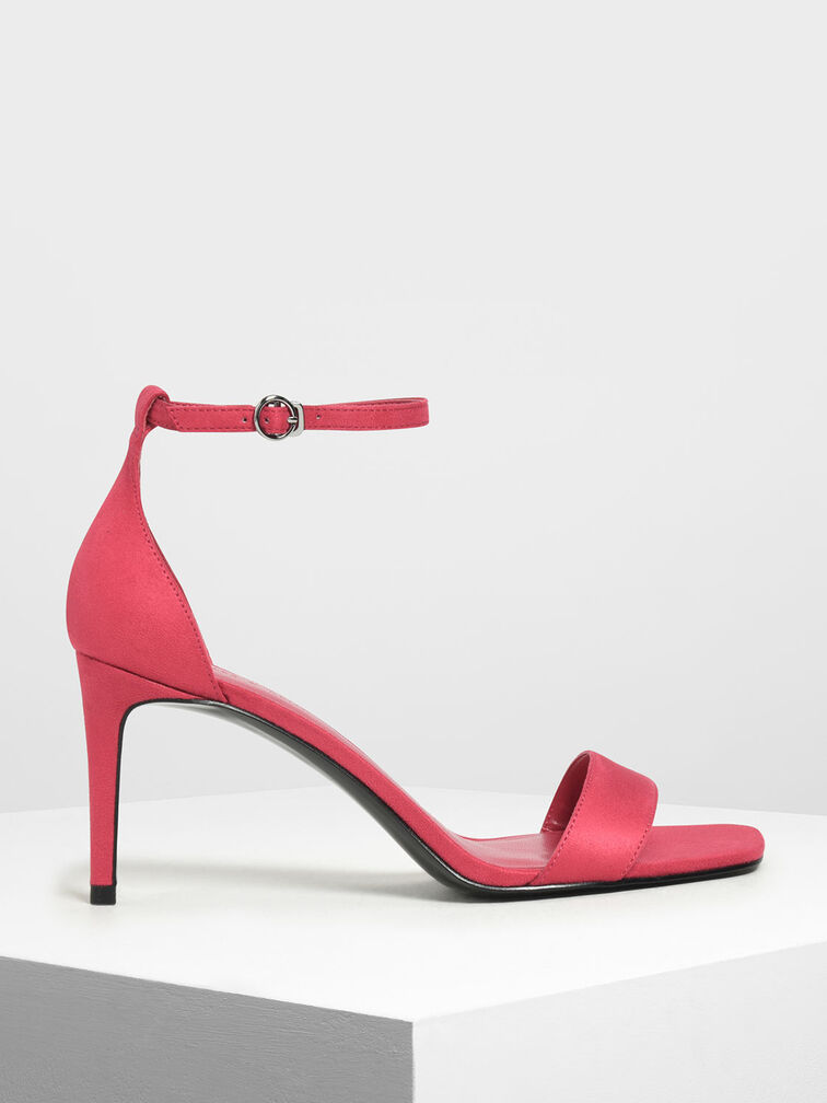 Classic Ankle Strap Heels, Red, hi-res