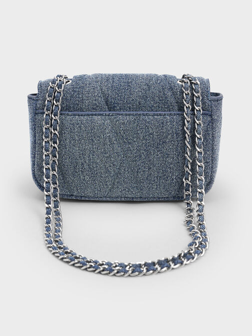 Arwen Denim Quilted Shoulder Bag, Denim Blue, hi-res