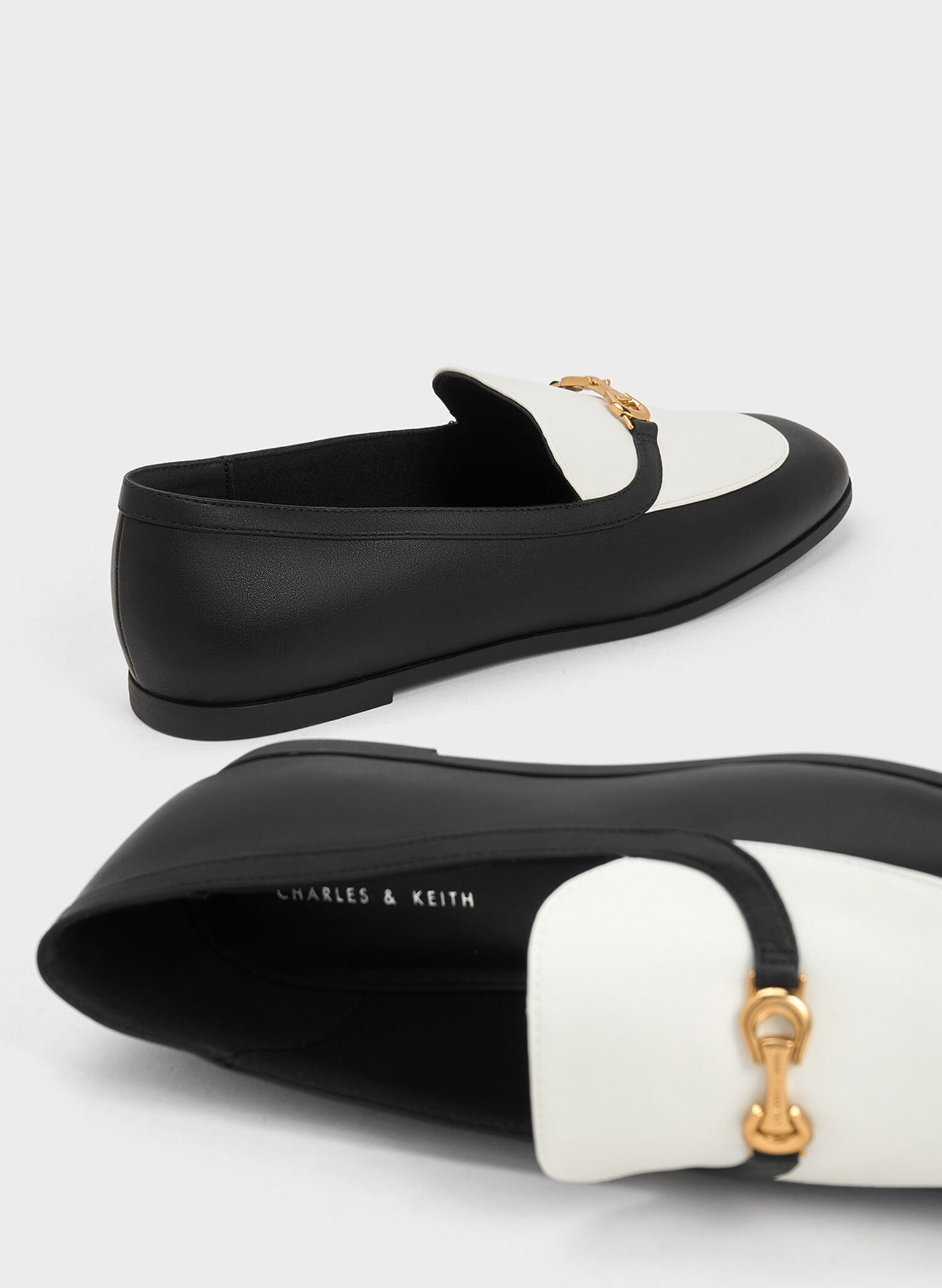 Metallic Accent Two-Tone Round-Toe Loafers, Multi, hi-res