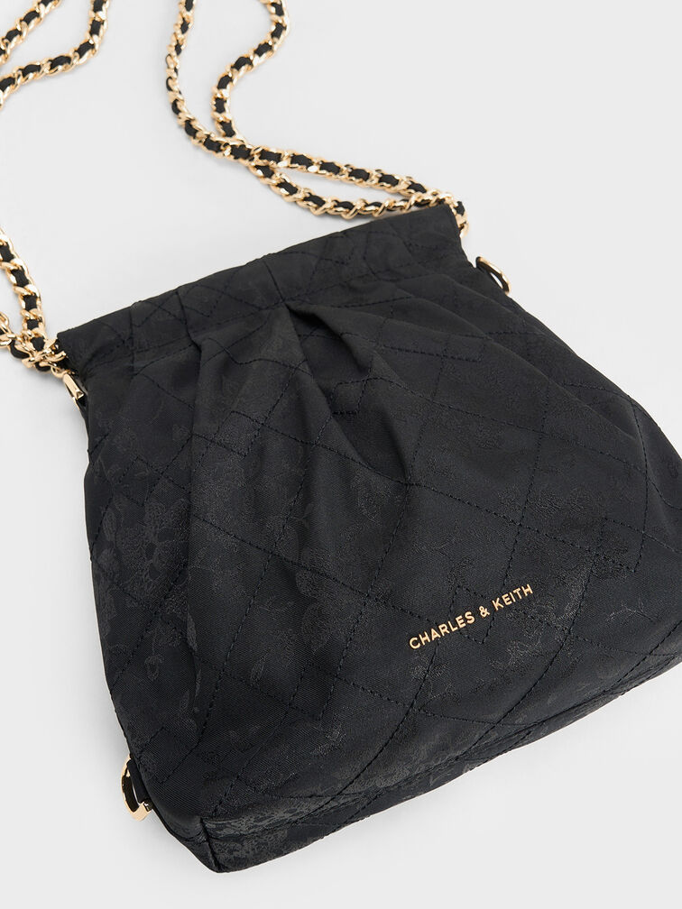 Duo Jacquard Chain-Handle Two-Way Backpack, Black, hi-res