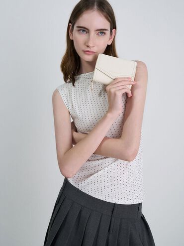 Stitch Trim Envelope Wallet, Cream, hi-res