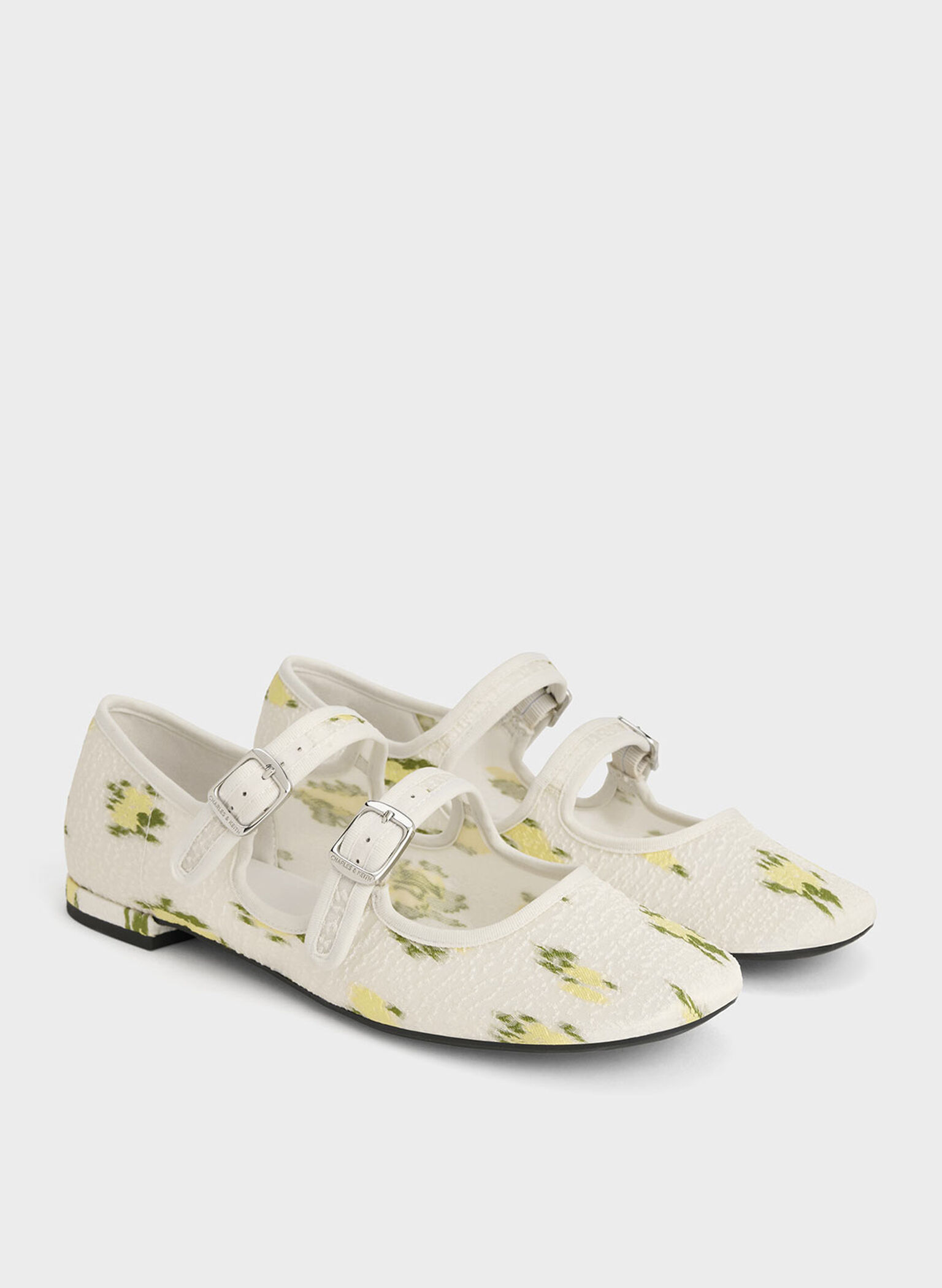 Mesh Floral-Print Double-Strap Mary Jane Flats, Multi, hi-res