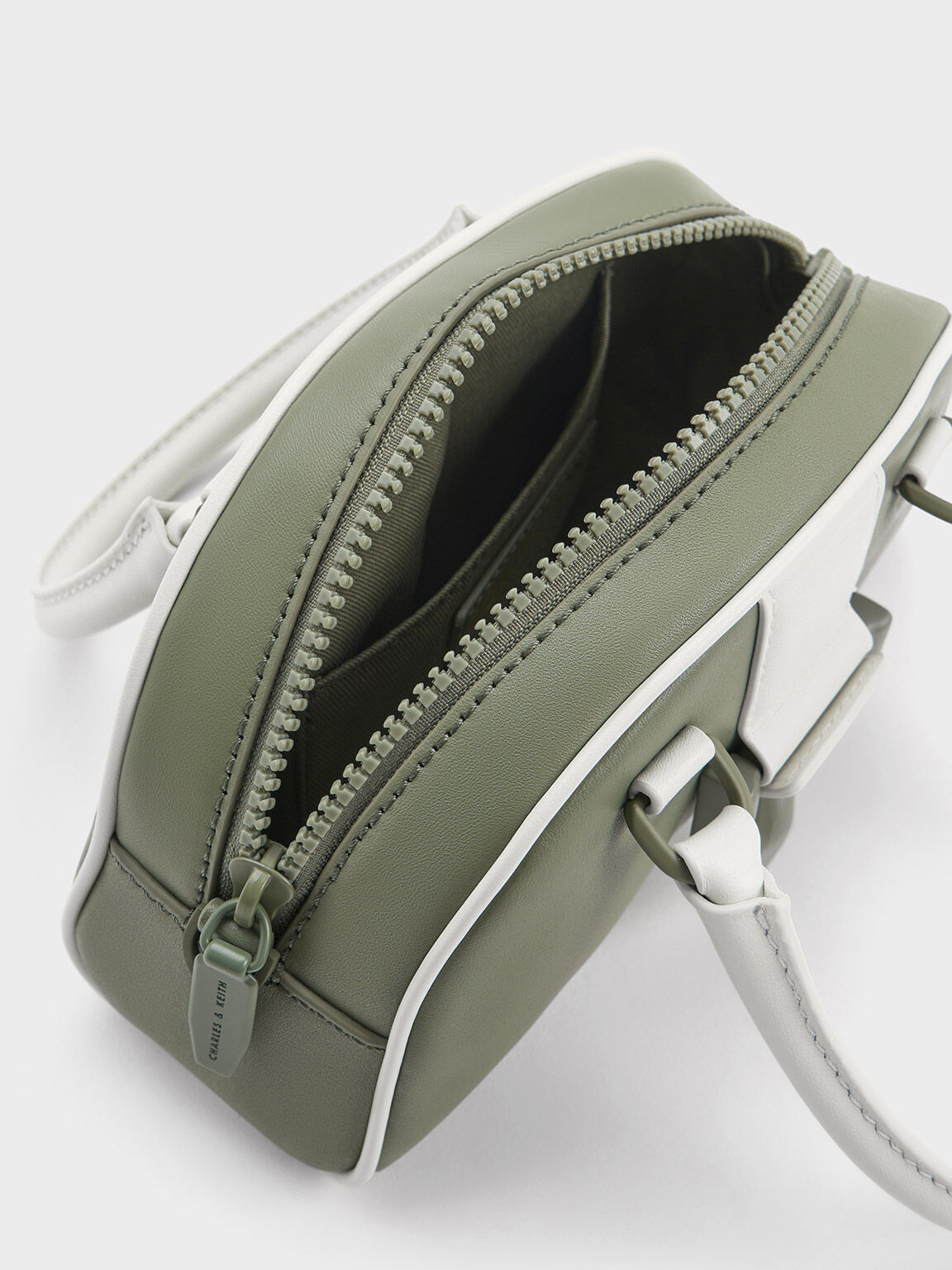 Gabine Two Tone Leather Bowling Bag Sage Green