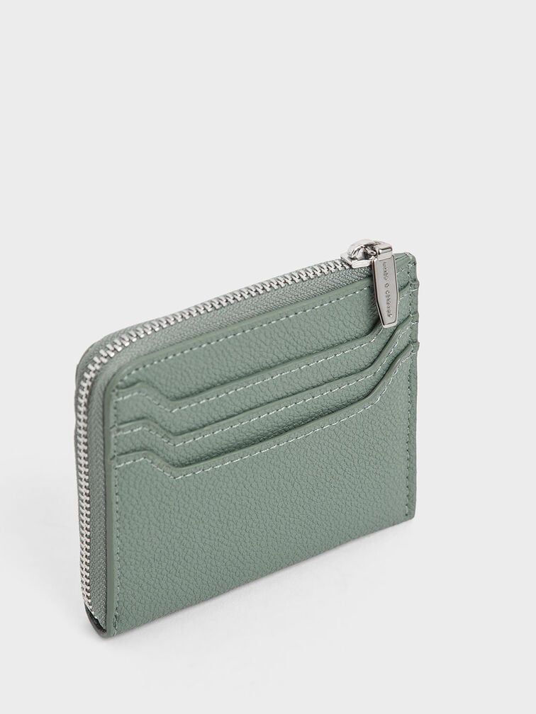 Elodie Multi-Slot Zip Card Holder, Sage Green, hi-res