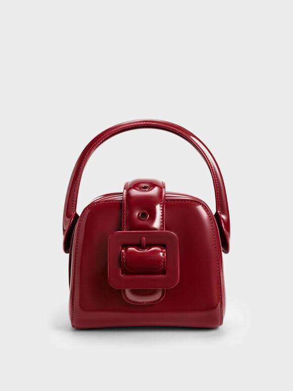 Lula Patent Belted Bag, Red, hi-res
