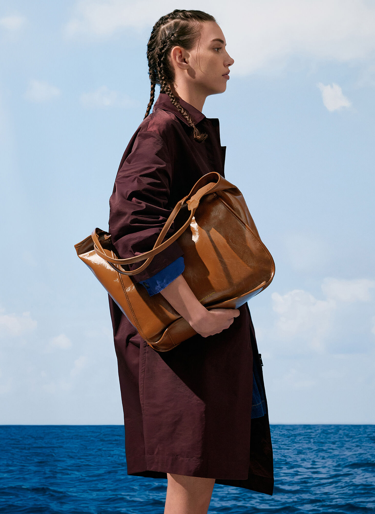 Sianna Crinkle-Effect Slouchy Tote Bag, Chocolate, hi-res