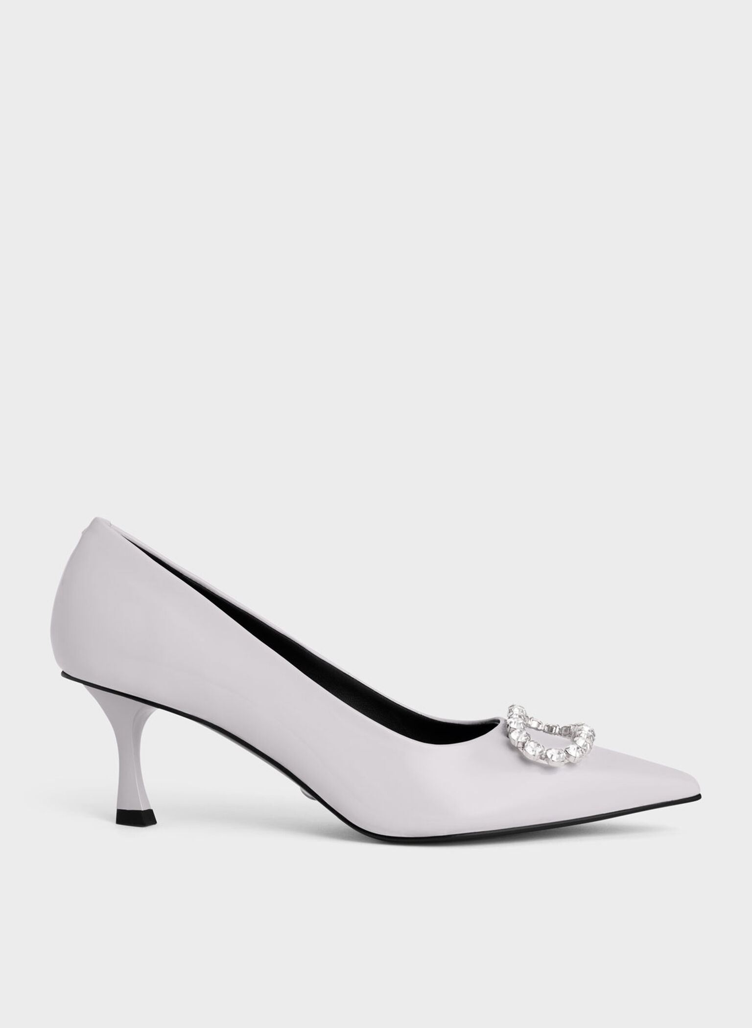 Gem-Embellished Patent Leather Pumps, Lilac, hi-res