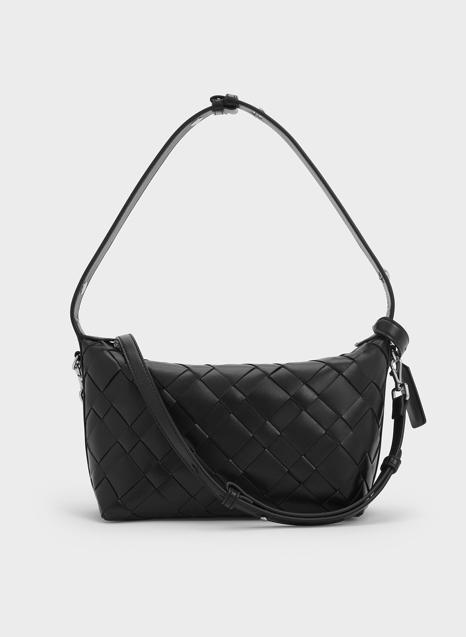 Ivette Woven Shoulder Bag, Noir, hi-res