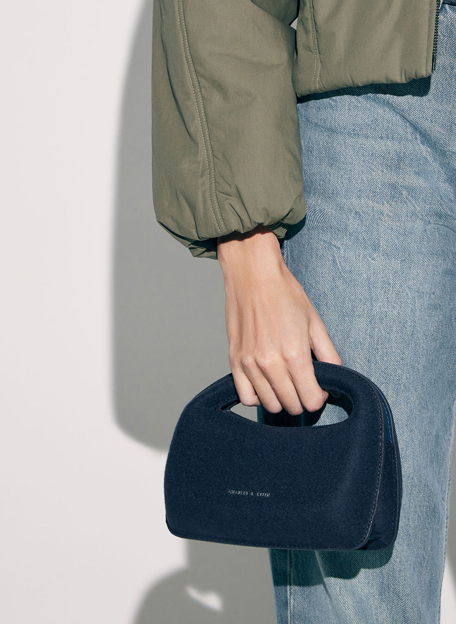 Mini Cocoon Textured Top Handle Bag, Navy, hi-res