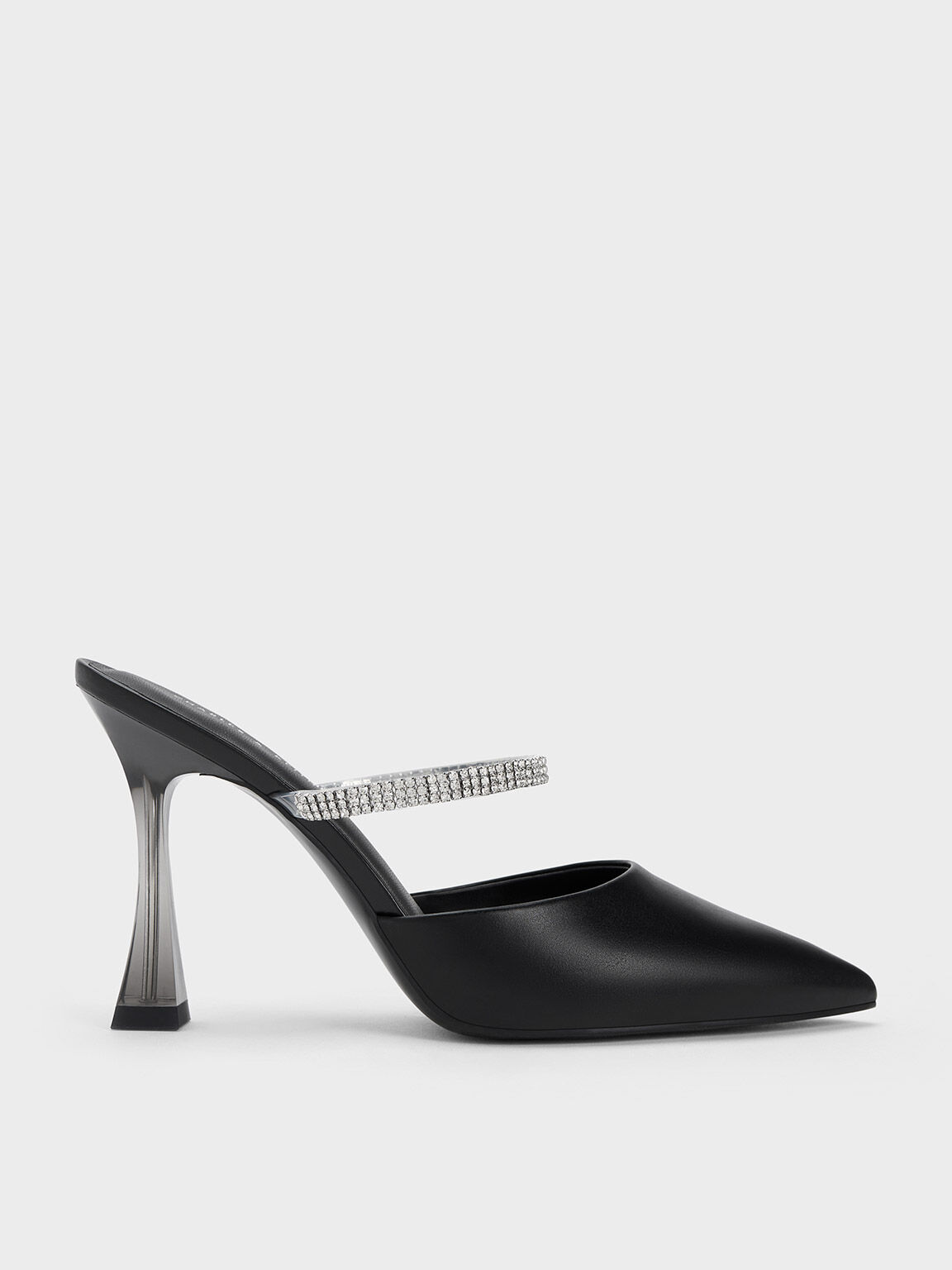 Gem Strap Mules Black