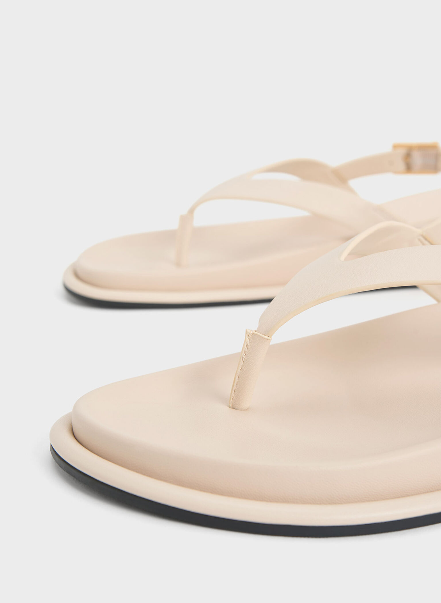 V-Strap Thong Sandals, Cream, hi-res