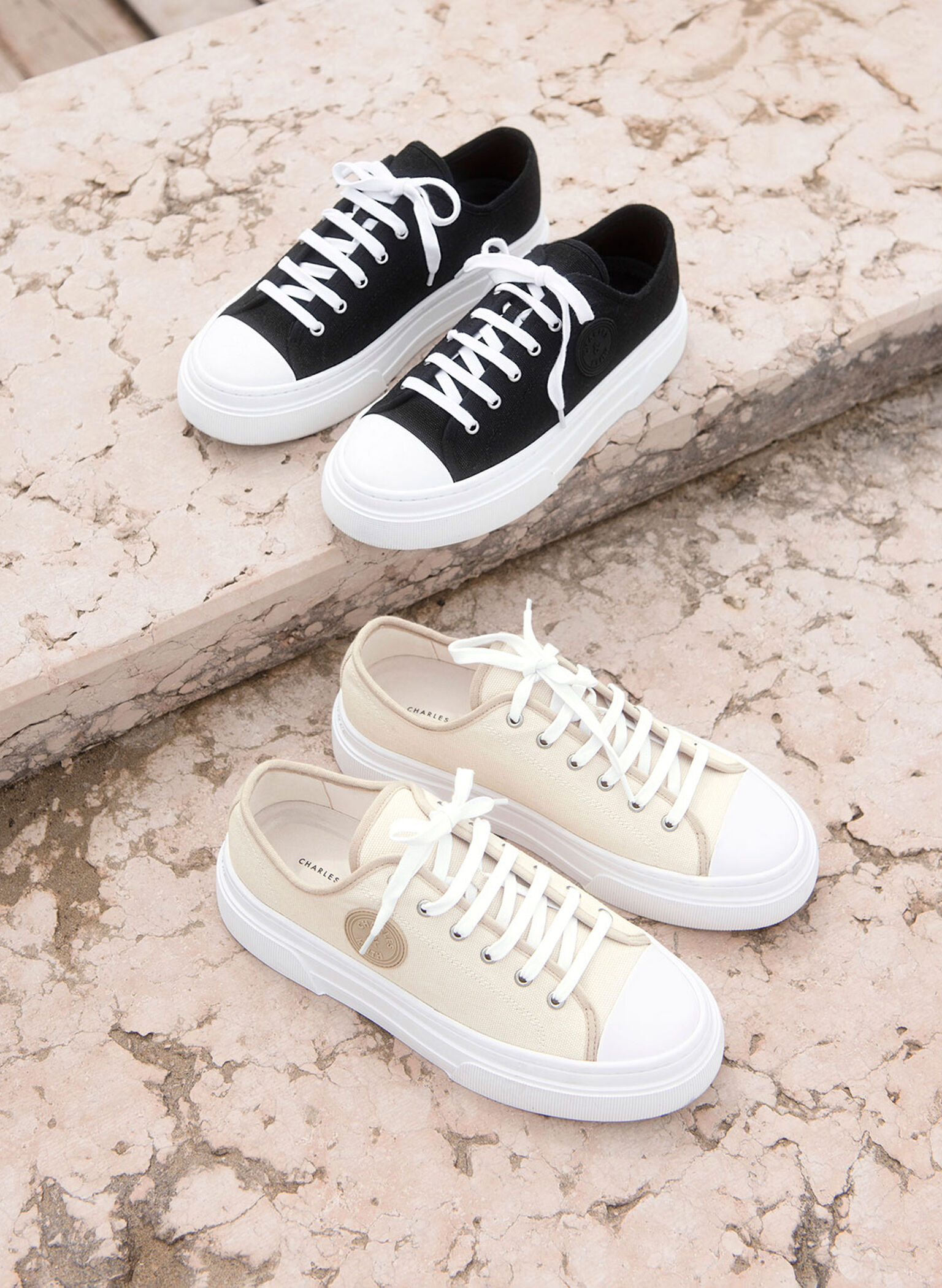 Kay Canvas Low-Top Sneakers, Taupe, hi-res