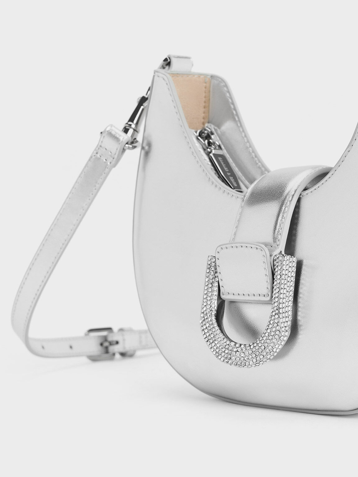 Silver leather 2024 hobo bag