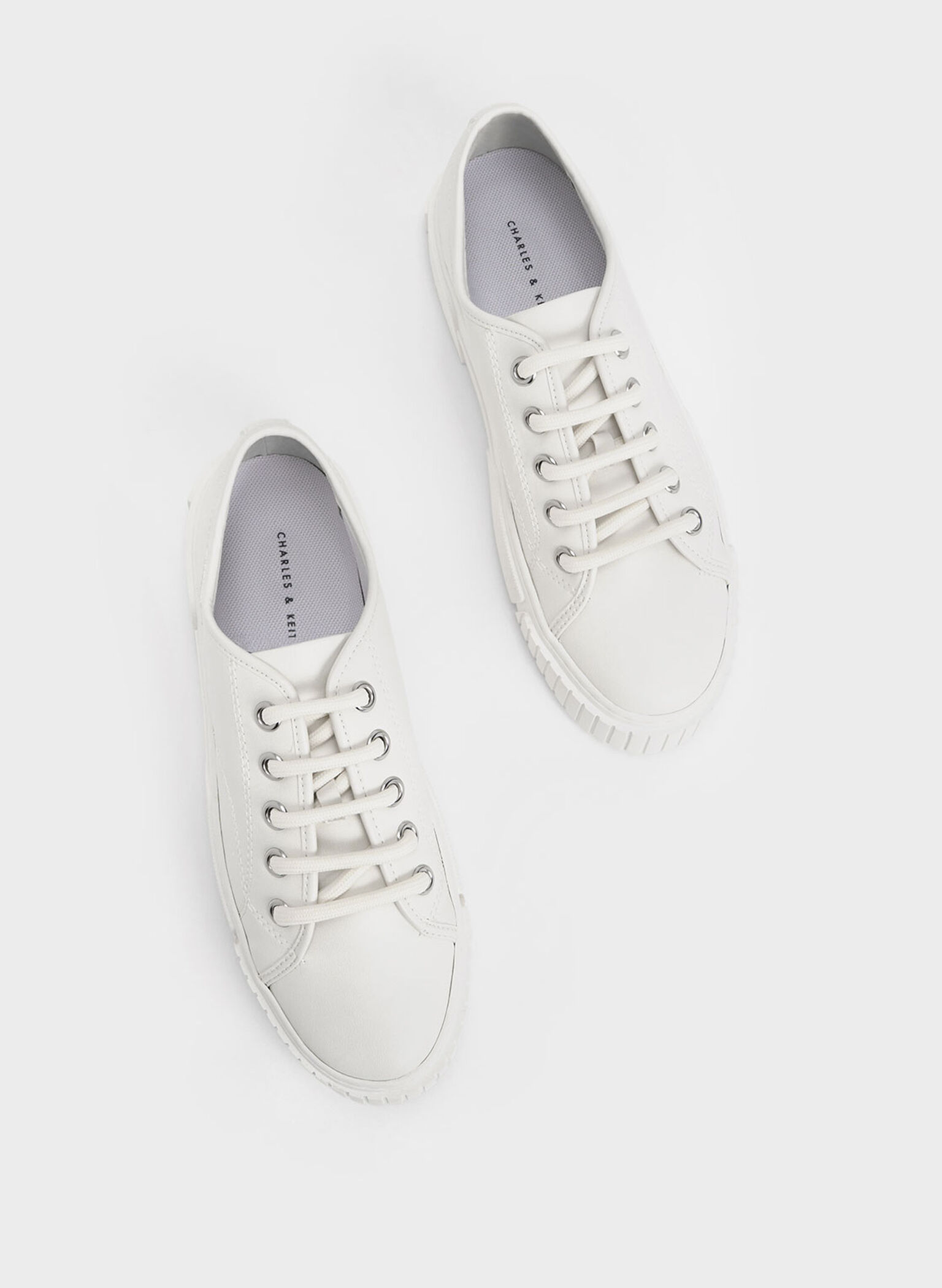 Panelled Low-Top Sneakers, White, hi-res