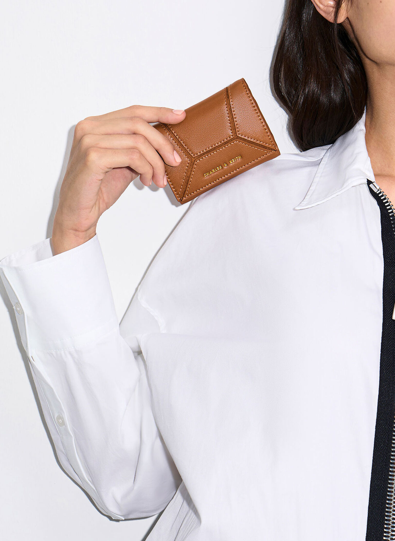 Nasrin Geometric Wallet, Chocolate, hi-res
