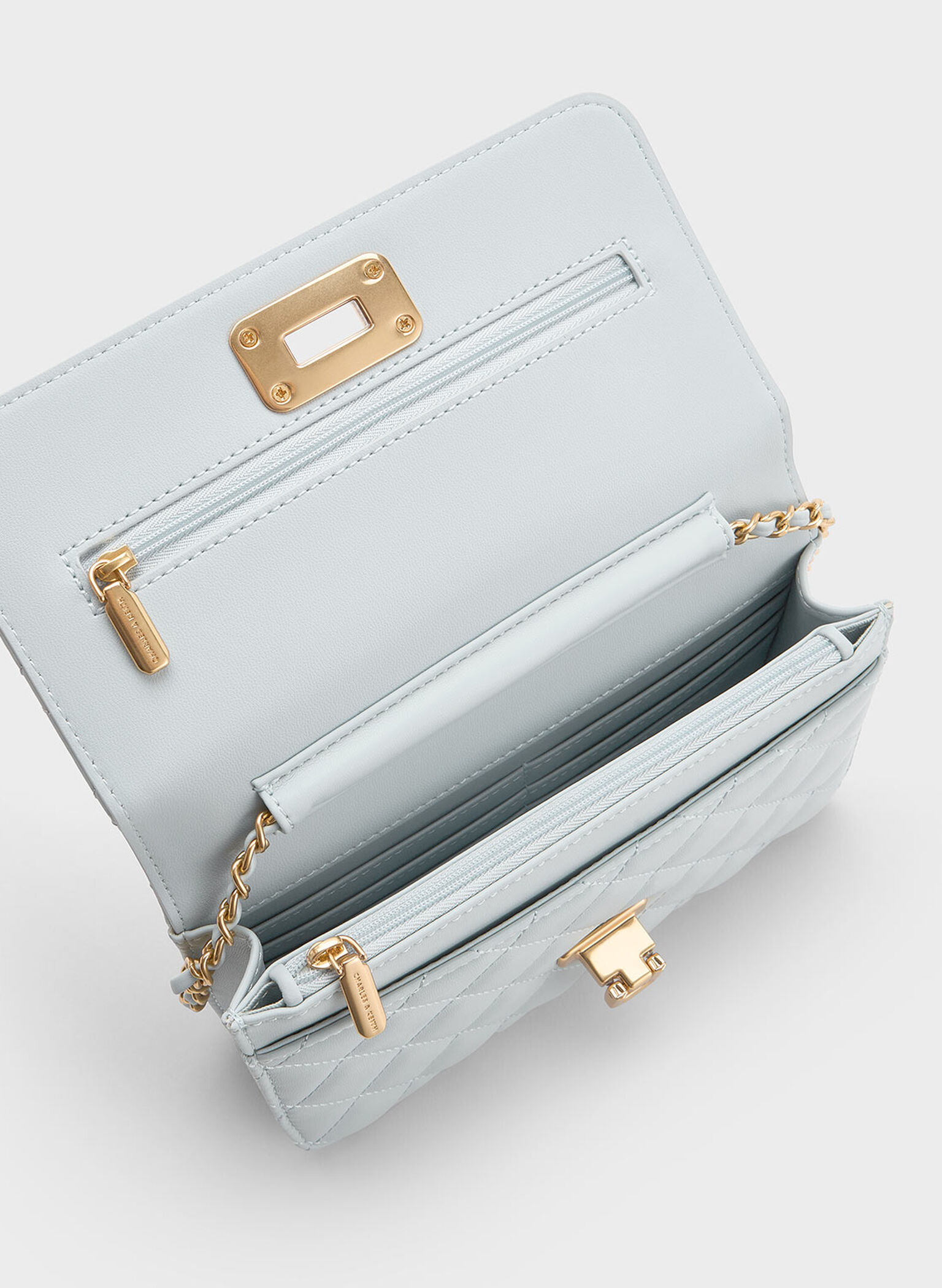 Cressida Quilted Push-Lock Clutch, Sea Salt Blue, hi-res