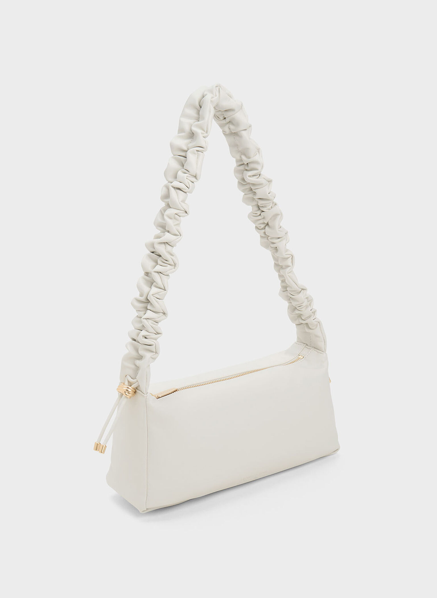 Cosette Ruched Handle Bag, White, hi-res
