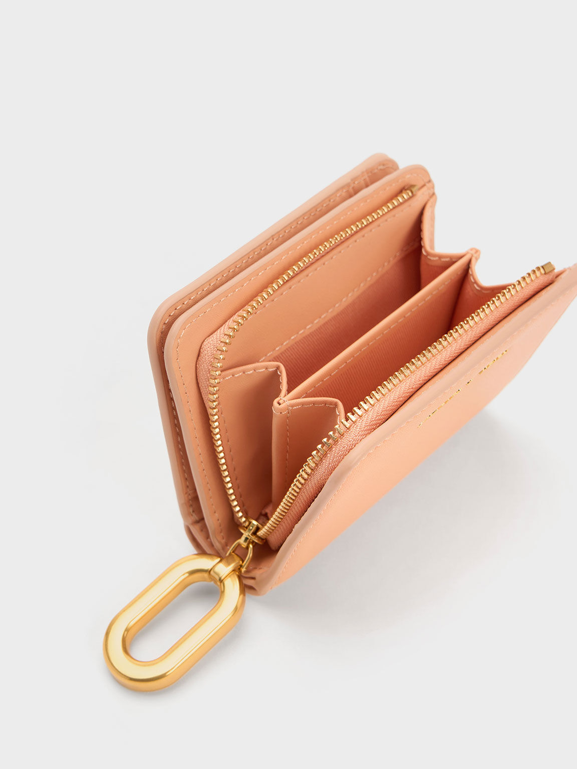 Oval Keychain Zip Wallet Orange