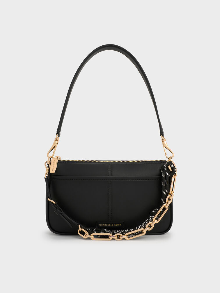 Addison Knotted-Rope Shoulder Bag, Black, hi-res