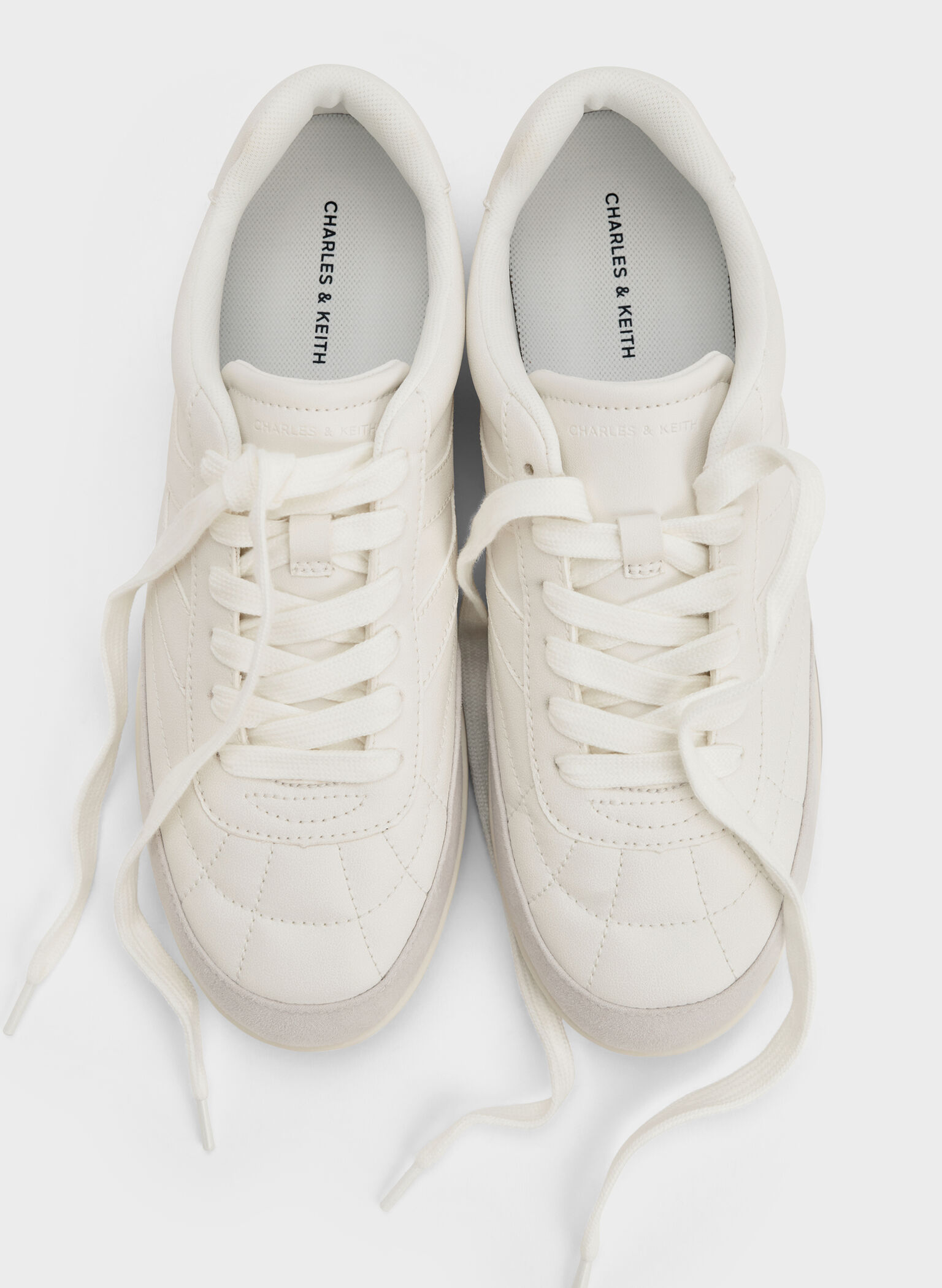 Faux Suede Two-Tone Low-Top Sneakers, White, hi-res
