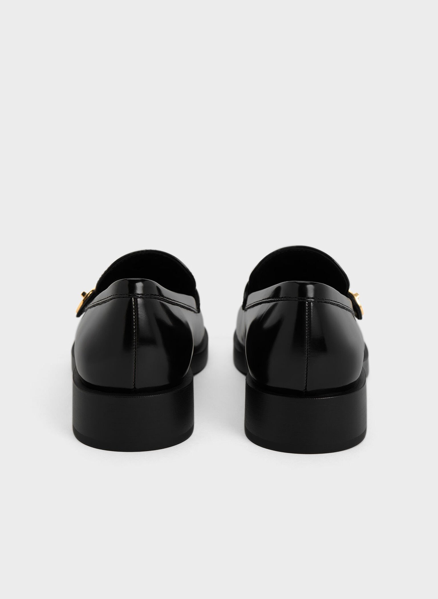Hettie Metallic-Buckle Strap Loafers, Black Box, hi-res