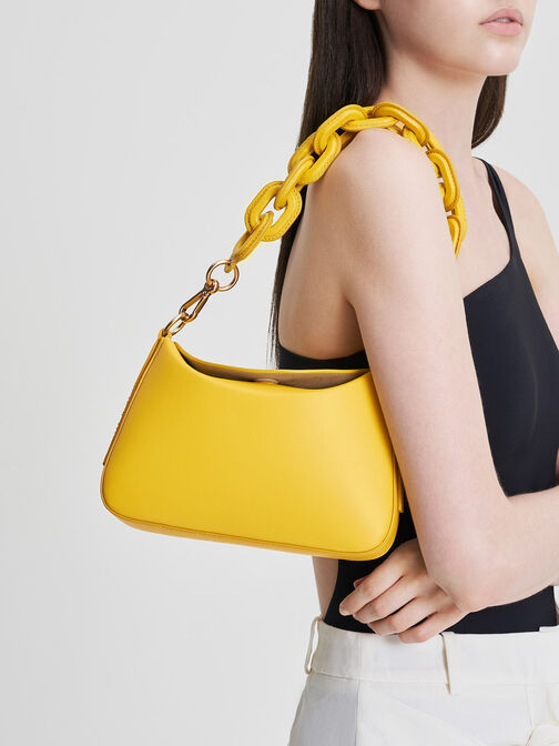 Catena Chain-Handle Bag, Yellow, hi-res