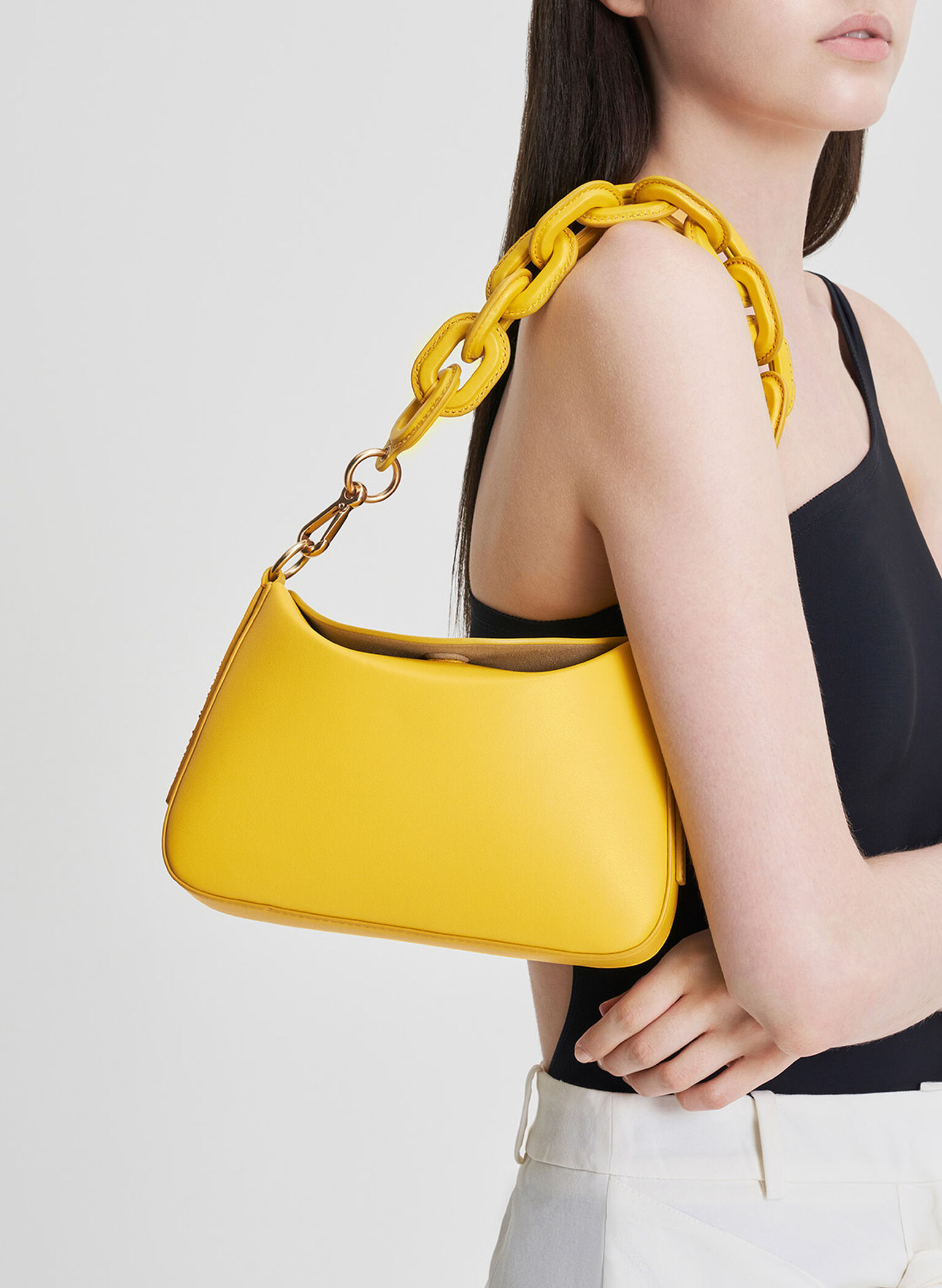 Catena Chain-Handle Bag, Yellow, hi-res