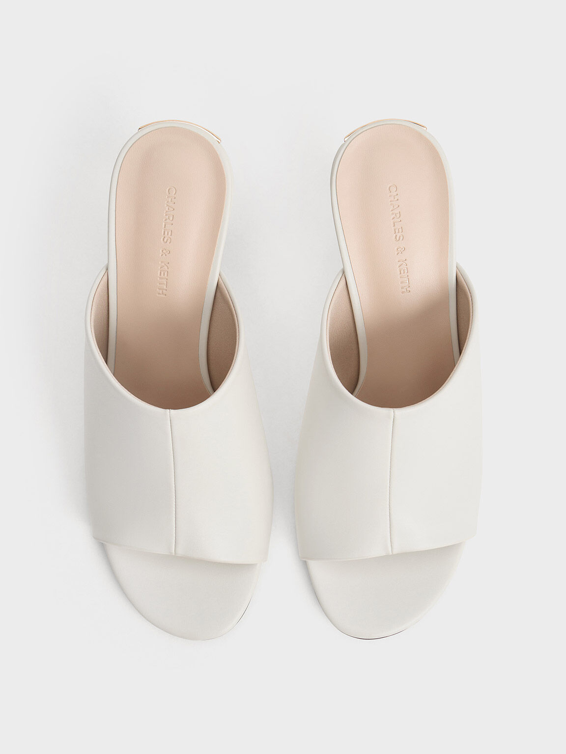 Round Toe Heeled Mules Chalk