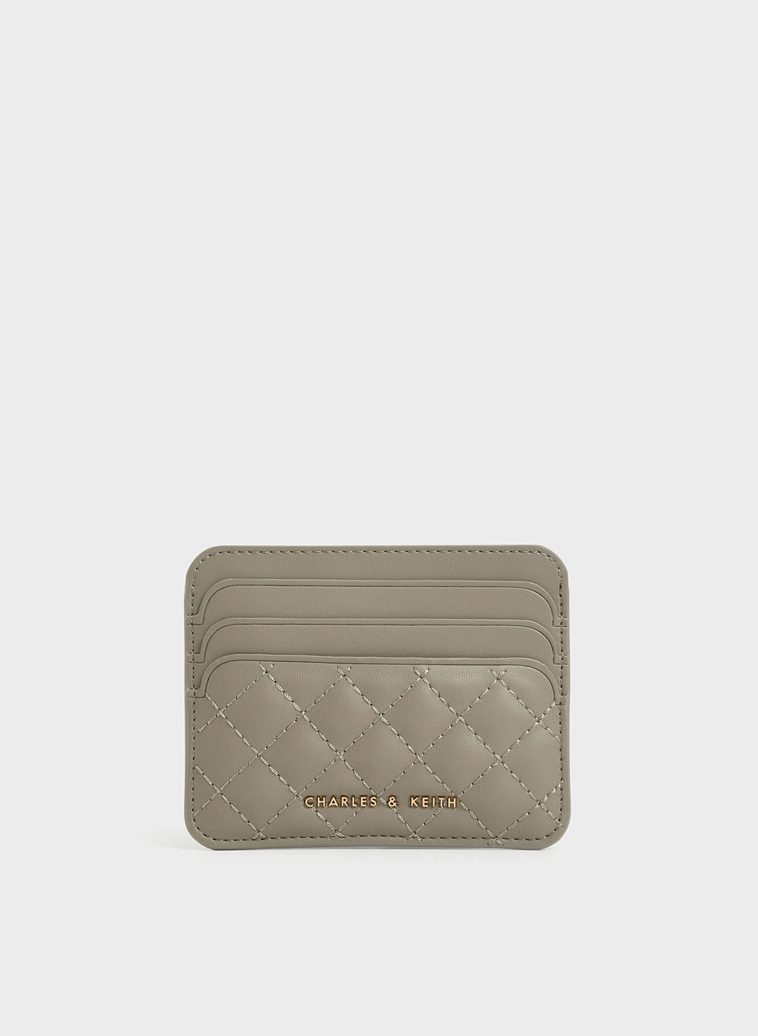 Cleo Quilted Card Holder, Taupe, hi-res
