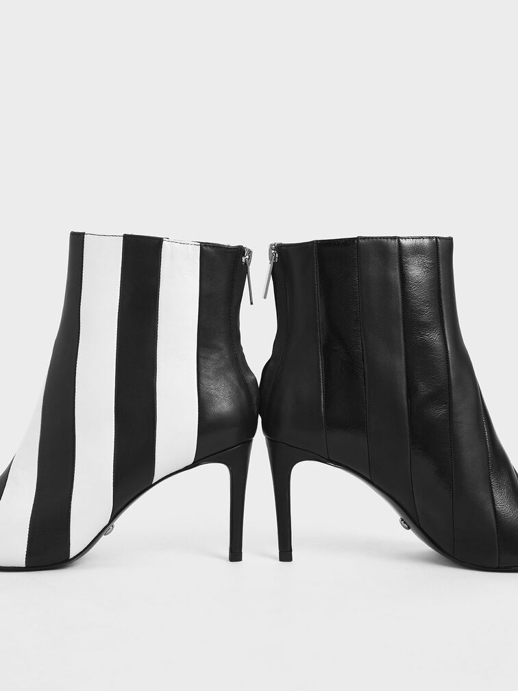 Leather Striped Ankle Boots, Black, hi-res