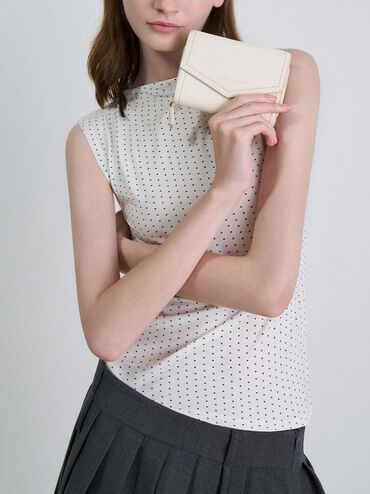 Stitch Trim Envelope Wallet, Cream, hi-res