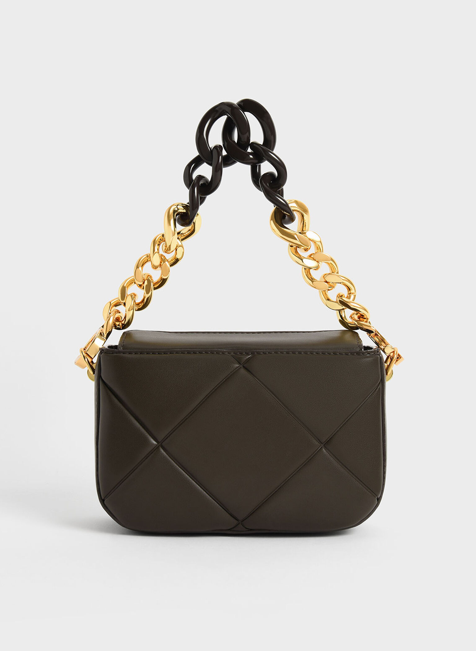 Mini Danika Chunky Chain Padded Bag, Dark Moss, hi-res