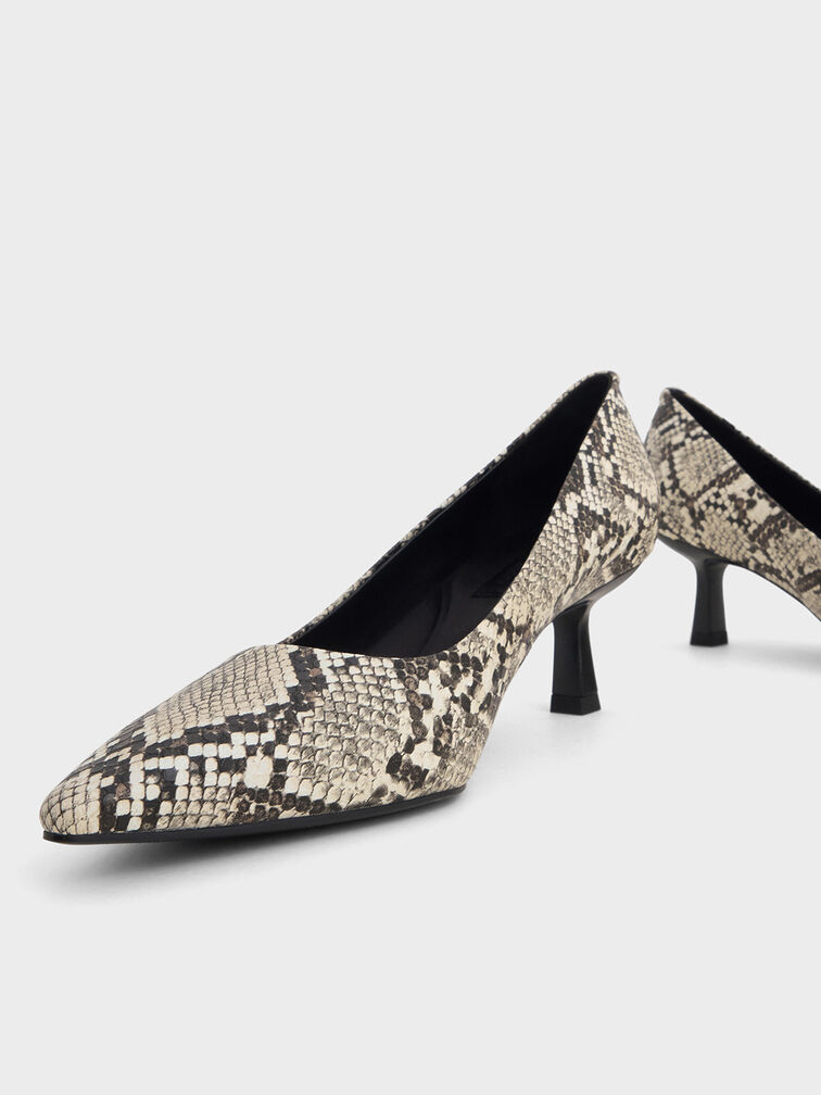 Emmy Snake-Print Pointed Kitten Heel Pumps, Animal Print Natural, hi-res