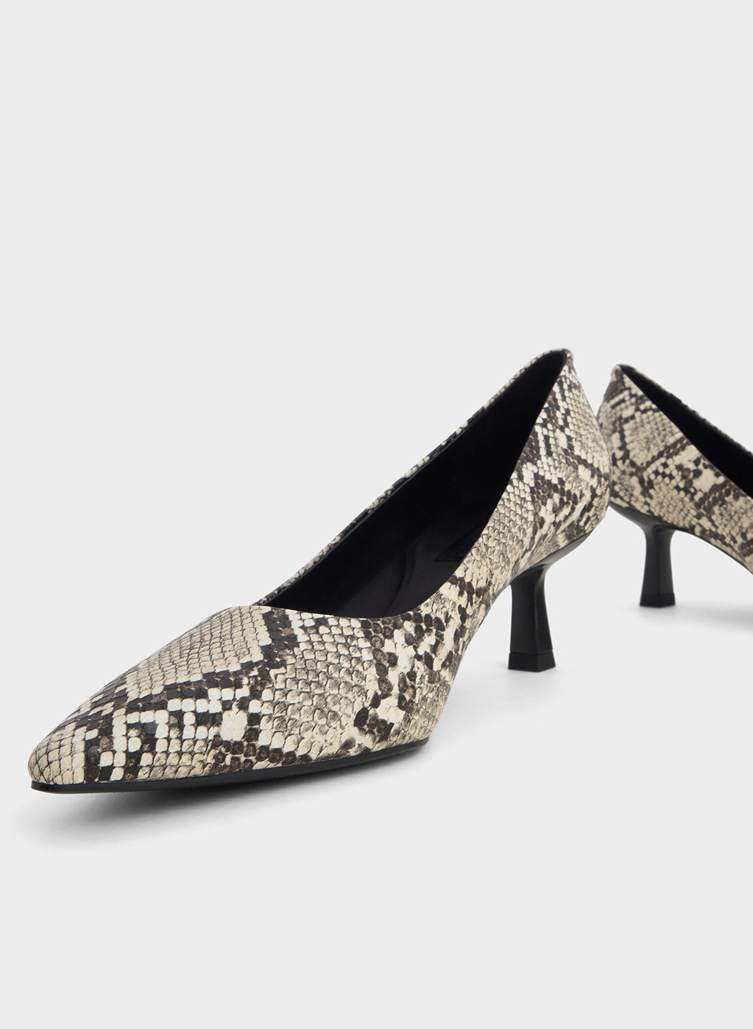 Emmy Snake-Print Pointed Kitten Heel Pumps, Animal Print Natural, hi-res