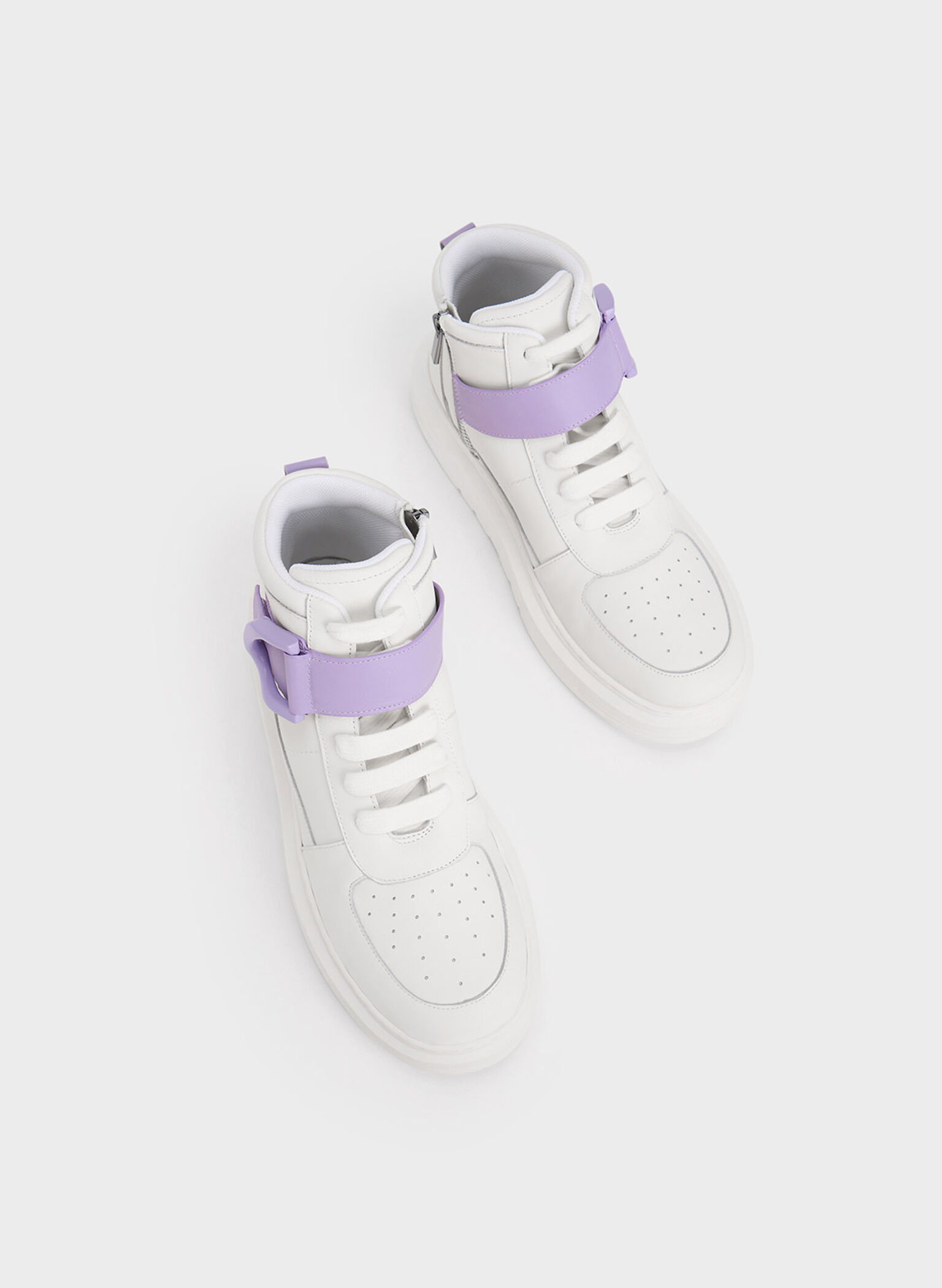 Gabine Leather High-Top Sneakers, Lilac, hi-res