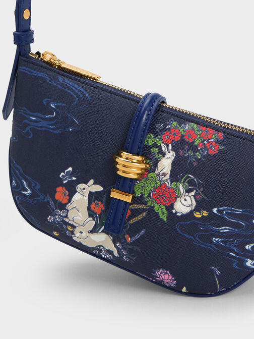 Rabbit Illustrated Belted Bag, Navy, hi-res