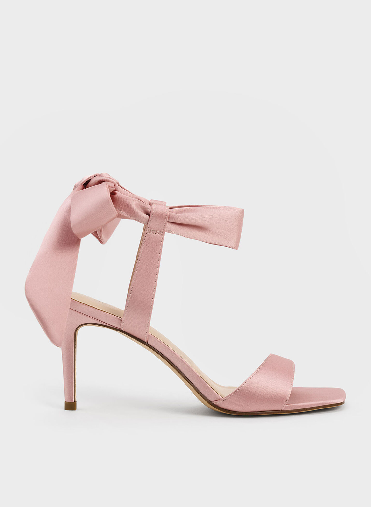 Eliana Satin Tie-Around Heeled Sandals, Pink, hi-res