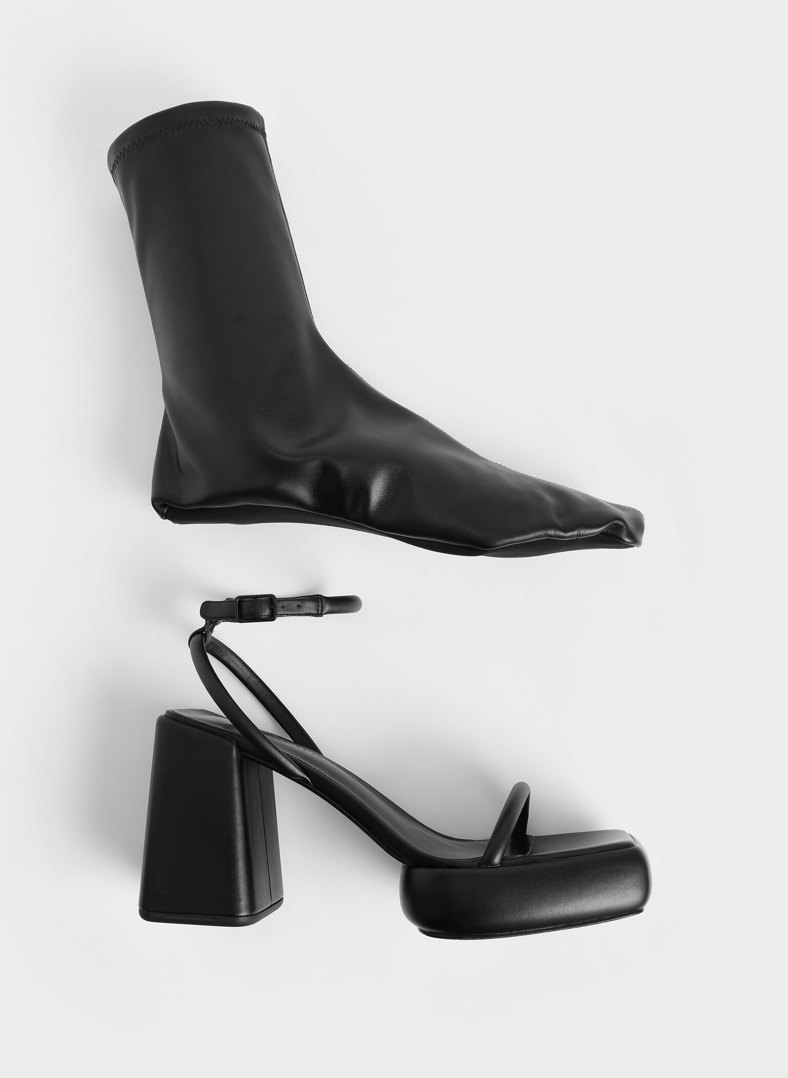Lucile Platform Calf Boots, Black, hi-res